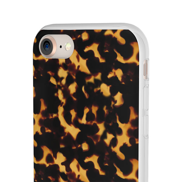 Flexible Phone Case - Tortoise Print Chic Spots leopard in classic neutral phones iphone Samsung clear access to all ports and functions