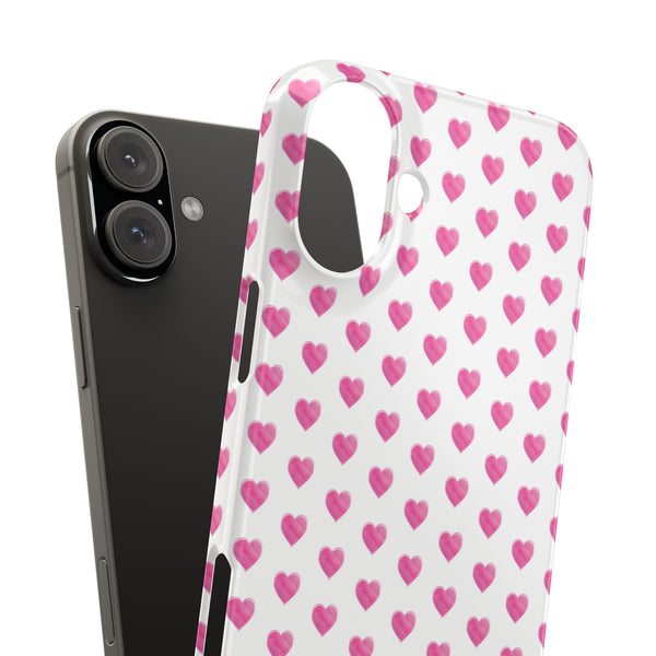 Preppy Hearts Phone Case, Hot Pink and White