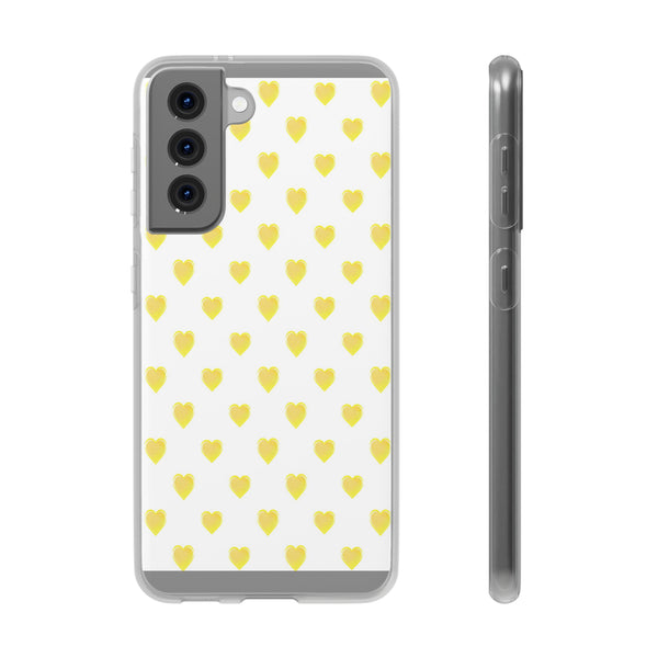 Flexible Phone Case - Yellow Hearts, Preppy iPhone case, Nantucket, Hamptons Inspired Samsung, Gift Present White Background, Clear Case