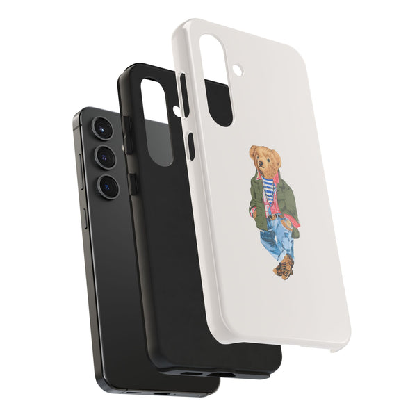 Preppy Bear Cargo Jacket iPhone case, Tough Protective double layer