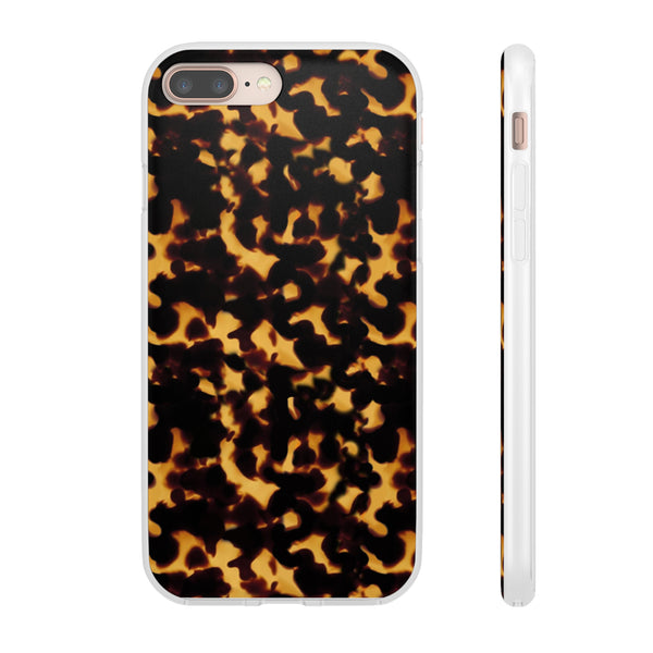 Flexible Phone Case - Tortoise Print Chic Spots leopard in classic neutral phones iphone Samsung clear access to all ports and functions