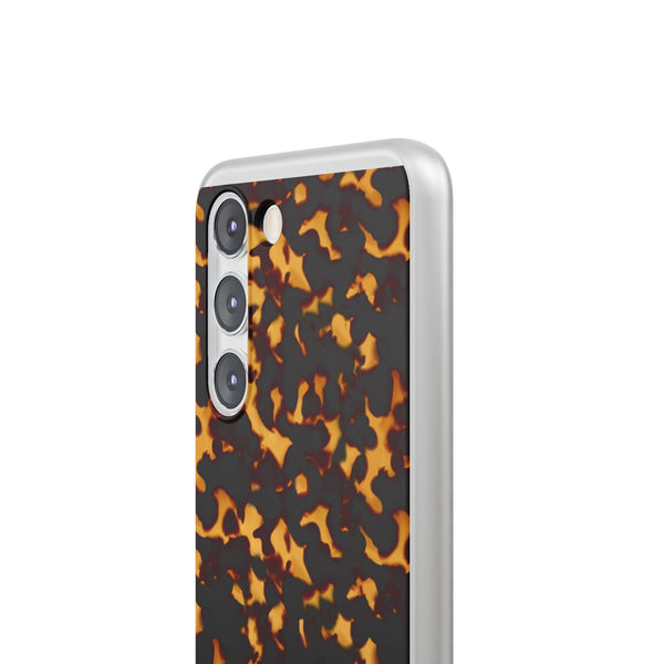 Flexible Phone Case - Tortoise Print Chic Spots leopard in classic neutral phones iphone Samsung clear access to all ports and functions