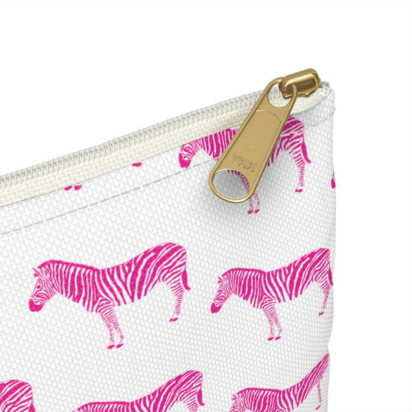 Preppy Pink Zebra Canvas Clutch, two sizes