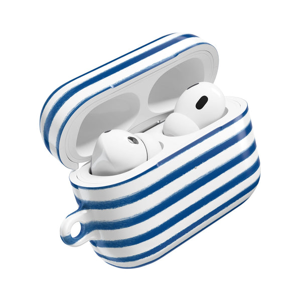 Preppy Navy and White Stripes Pattern AirPod Case, , Gift for Her, Cute Accessories, preppy Flower Pattern AirPods Cover, Grand Millennial