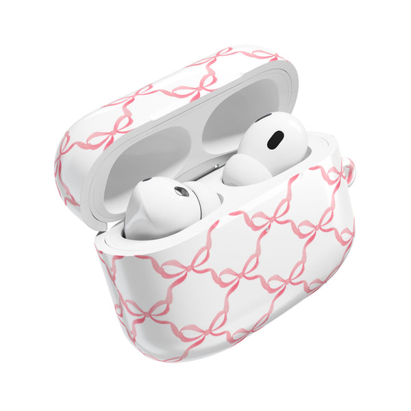 Pink Bow Pattern AirPod Case, , Gift for Her, Cute Accessories, preppy Flower Pattern AirPods Cover, Grand Millennial