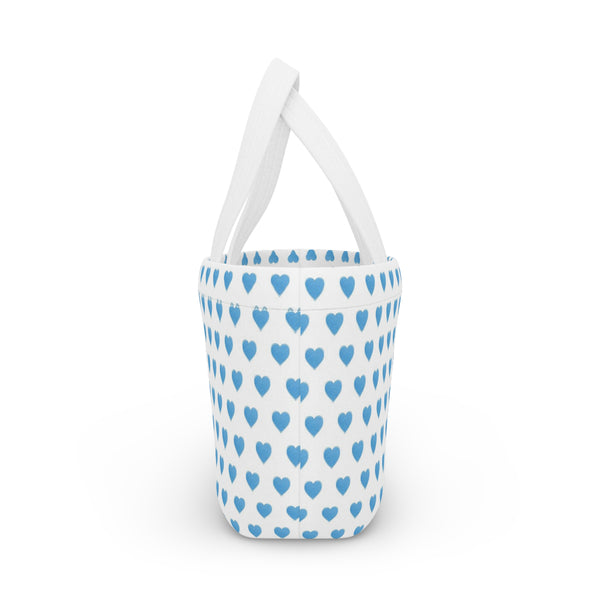 Preppy Blue Hearts lunch bag, insulated, cooler bag, One size, washable, magnet closure