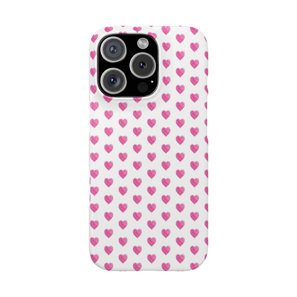 Preppy Hearts Phone Case, Hot Pink and White