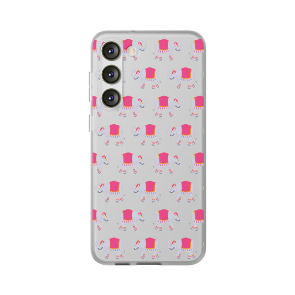 Flexible Phone Case - Preppy Chinoiserie Elephant Pattern  iphone Samsung clear access to all ports and functions