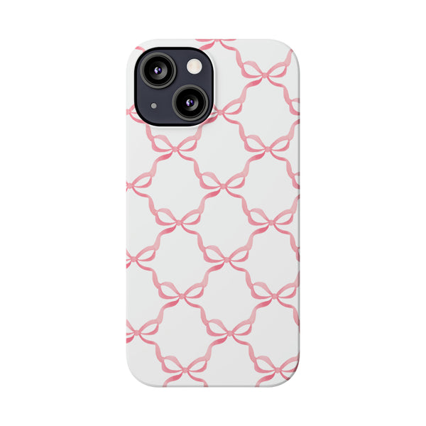 Bow Print, Coquette pink and white Phone Case