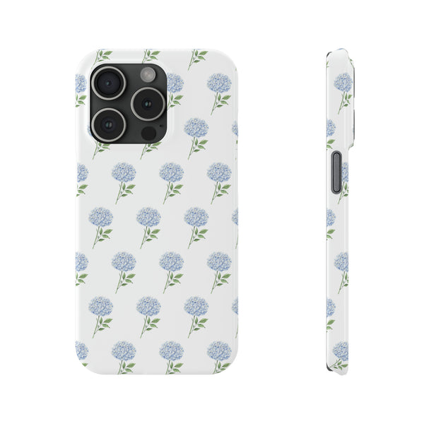 Hydrangea pattern, blue hydrangea preppy summer Phone Case Slim and Sleek, Preppy and Classic, Impact Resistant Shell