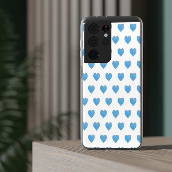 Flexible Phone Case - Preppy Hearts Watercolor Blue iPhone Protection access to all Ports & Functions Great Gift