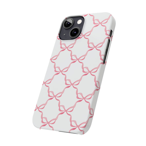 Bow Print, Coquette pink and white Phone Case