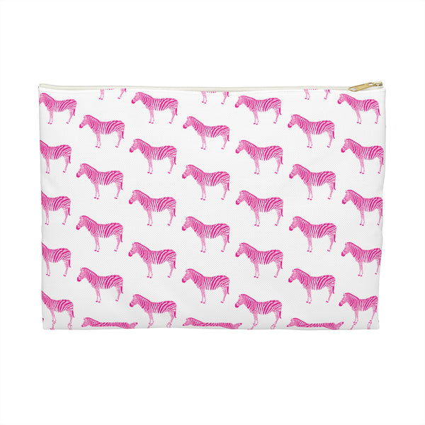 Preppy Pink Zebra Canvas Clutch, two sizes