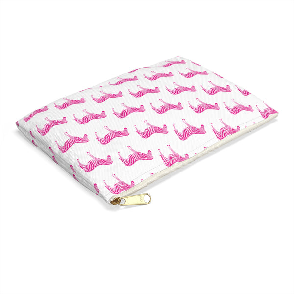 Preppy Pink Zebra Canvas Clutch, two sizes