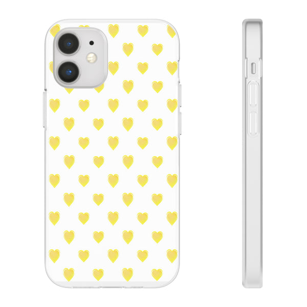 Flexible Phone Case - Yellow Hearts, Preppy iPhone case, Nantucket, Hamptons Inspired Samsung, Gift Present White Background, Clear Case