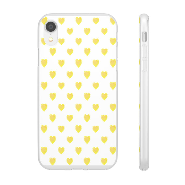 Flexible Phone Case - Yellow Hearts, Preppy iPhone case, Nantucket, Hamptons Inspired Samsung, Gift Present White Background, Clear Case