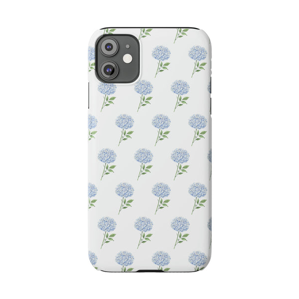 Hydrangea pattern, blue hydrangea preppy summer Phone Case Slim and Sleek, Preppy and Classic, Impact Resistant Shell