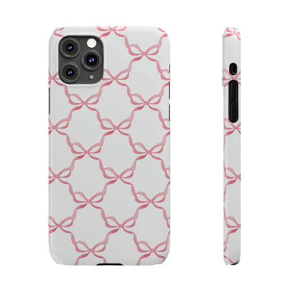 Bow Print, Coquette pink and white Phone Case