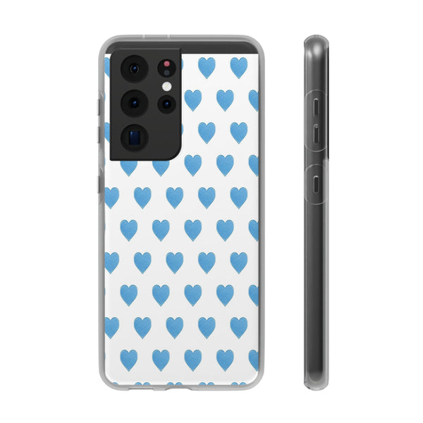 Flexible Phone Case - Preppy Hearts Watercolor Blue iPhone Protection access to all Ports & Functions Great Gift