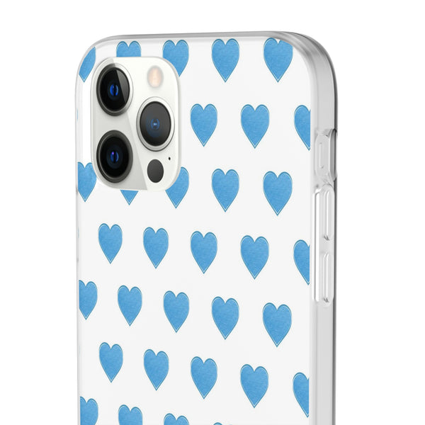 Flexible Phone Case - Preppy Hearts Watercolor Blue iPhone Protection access to all Ports & Functions Great Gift