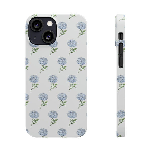 Hydrangea pattern, blue hydrangea preppy summer Phone Case Slim and Sleek, Preppy and Classic, Impact Resistant Shell