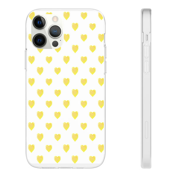 Flexible Phone Case - Yellow Hearts, Preppy iPhone case, Nantucket, Hamptons Inspired Samsung, Gift Present White Background, Clear Case