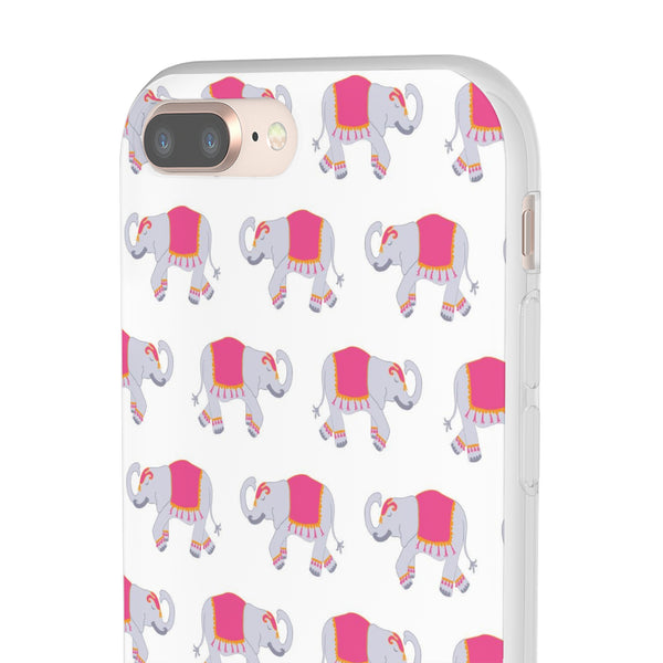 Flexible Phone Case - Preppy Chinoiserie Elephant Pattern  iphone Samsung clear access to all ports and functions