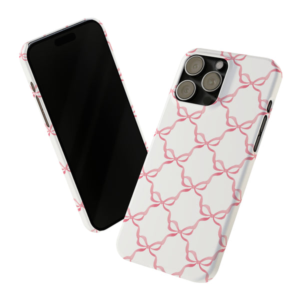 Bow Print, Coquette pink and white Phone Case