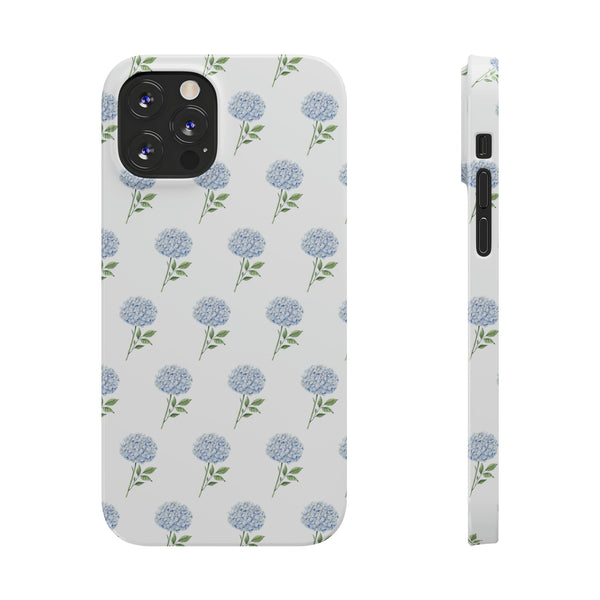 Hydrangea pattern, blue hydrangea preppy summer Phone Case Slim and Sleek, Preppy and Classic, Impact Resistant Shell