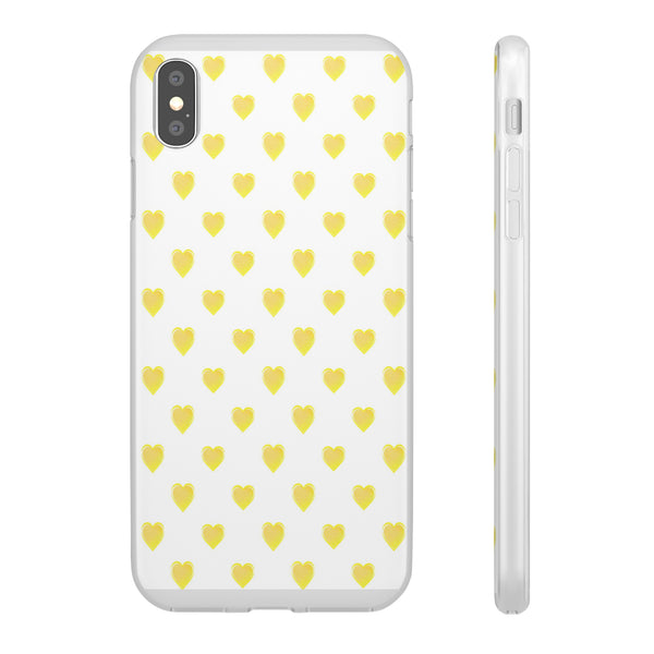 Flexible Phone Case - Yellow Hearts, Preppy iPhone case, Nantucket, Hamptons Inspired Samsung, Gift Present White Background, Clear Case