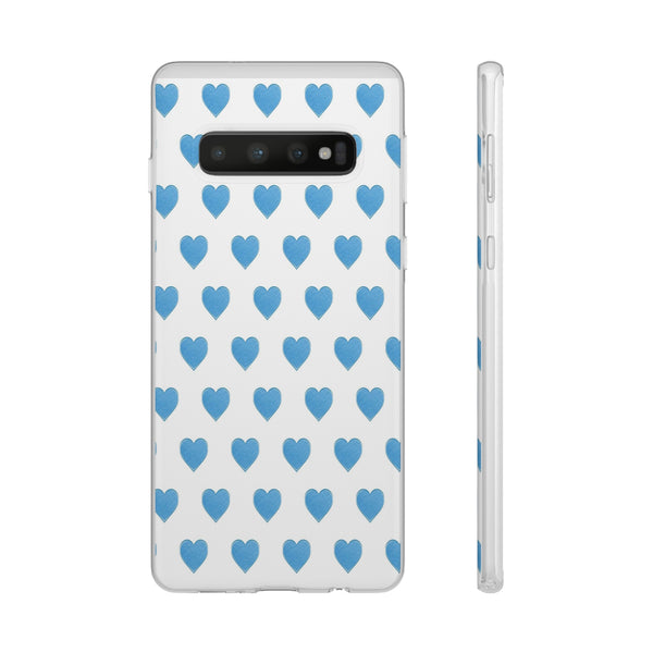 Flexible Phone Case - Preppy Hearts Watercolor Blue iPhone Protection access to all Ports & Functions Great Gift