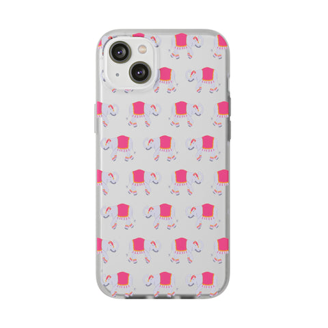 Flexible Phone Case - Preppy Chinoiserie Elephant Pattern  iphone Samsung clear access to all ports and functions