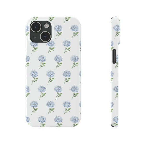 Hydrangea pattern, blue hydrangea preppy summer Phone Case Slim and Sleek, Preppy and Classic, Impact Resistant Shell