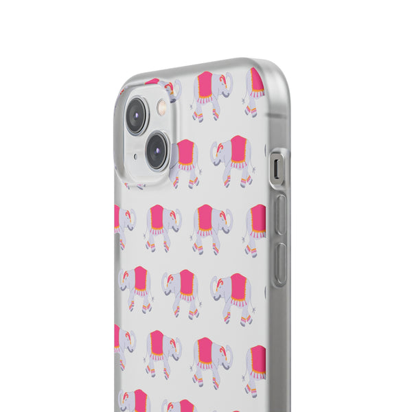 Flexible Phone Case - Preppy Chinoiserie Elephant Pattern  iphone Samsung clear access to all ports and functions