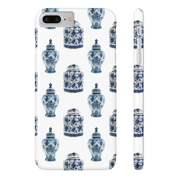 Chinoiserie Chic Toile Ginger Jar, Vase,  Phone Case in Blue and White Slim and Sleek, Preppy and Classic, Access to all Ports