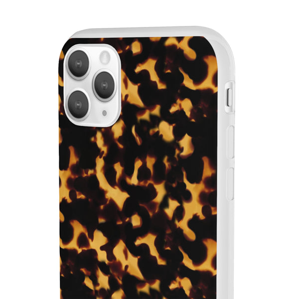 Flexible Phone Case - Tortoise Print Chic Spots leopard in classic neutral phones iphone Samsung clear access to all ports and functions