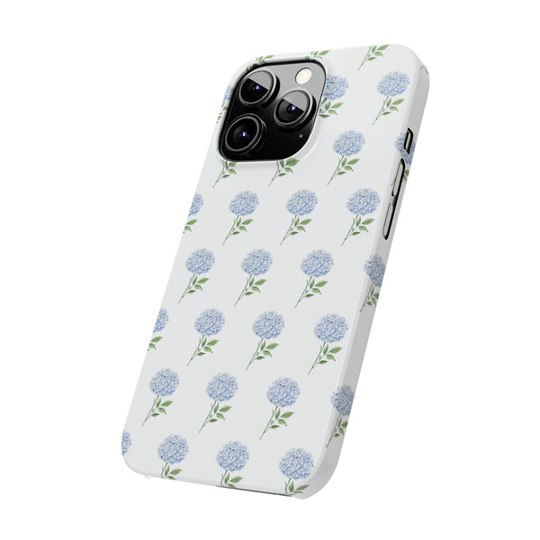 Hydrangea pattern, blue hydrangea preppy summer Phone Case Slim and Sleek, Preppy and Classic, Impact Resistant Shell