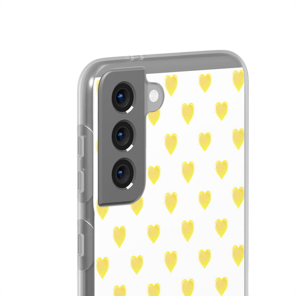 Flexible Phone Case - Yellow Hearts, Preppy iPhone case, Nantucket, Hamptons Inspired Samsung, Gift Present White Background, Clear Case