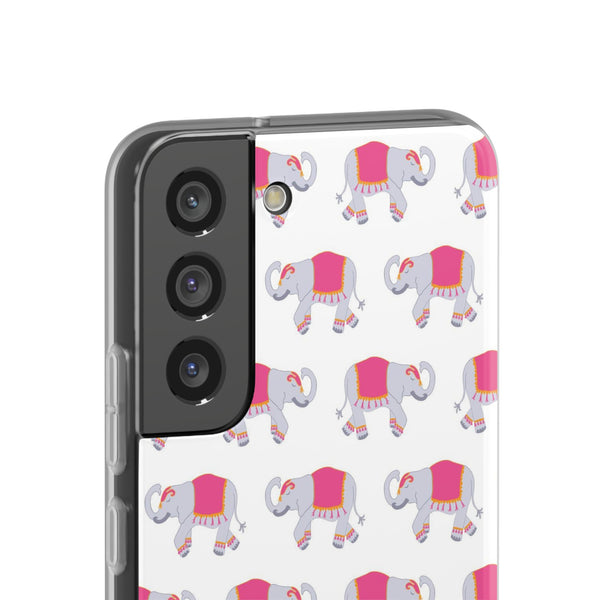 Flexible Phone Case - Preppy Chinoiserie Elephant Pattern  iphone Samsung clear access to all ports and functions