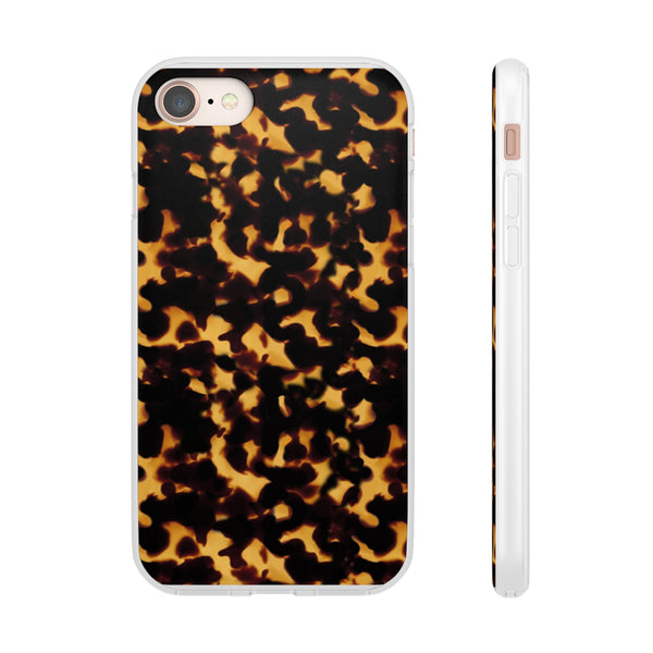 Flexible Phone Case - Tortoise Print Chic Spots leopard in classic neutral phones iphone Samsung clear access to all ports and functions