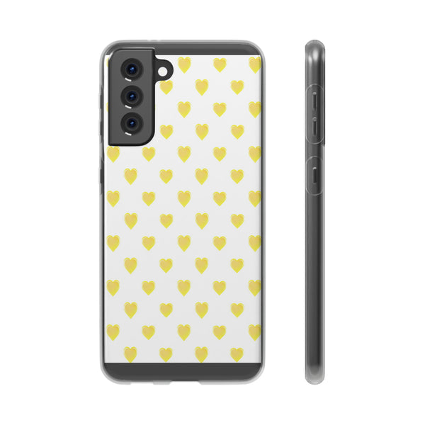 Flexible Phone Case - Yellow Hearts, Preppy iPhone case, Nantucket, Hamptons Inspired Samsung, Gift Present White Background, Clear Case