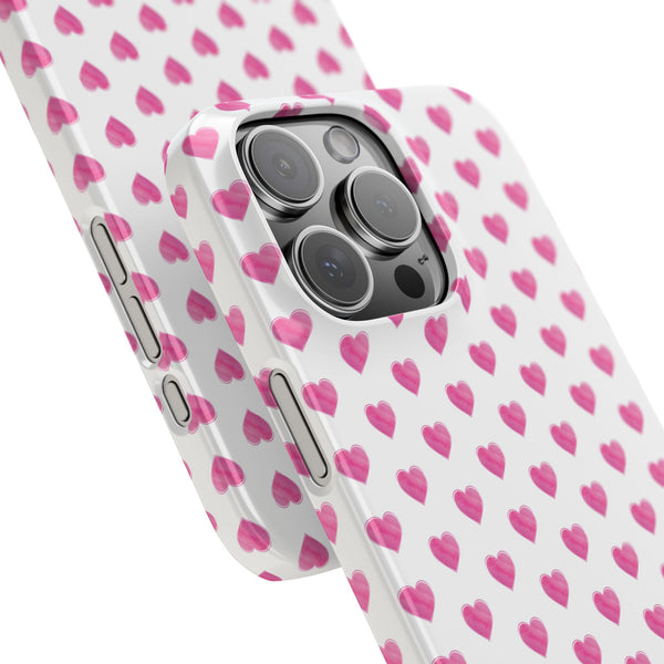 Preppy Hearts Phone Case, Hot Pink and White