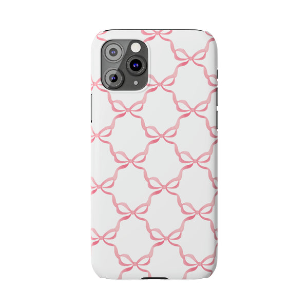Bow Print, Coquette pink and white Phone Case