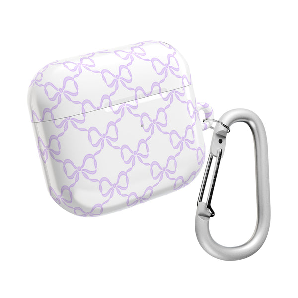 Purple Bow Pattern AirPod Case, , Gift for Her, Cute Accessories, preppy Flower Pattern AirPods Cover, Preppy Purple Bows