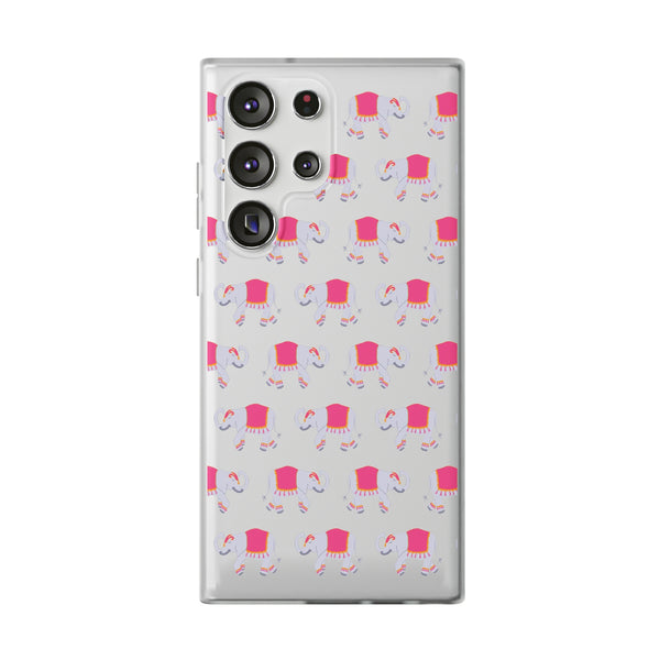 Flexible Phone Case - Preppy Chinoiserie Elephant Pattern  iphone Samsung clear access to all ports and functions