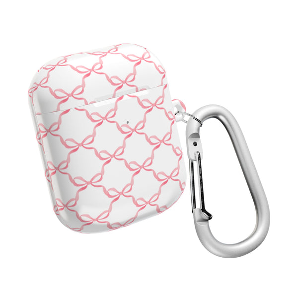 Pink Bow Pattern AirPod Case, , Gift for Her, Cute Accessories, preppy Flower Pattern AirPods Cover, Grand Millennial