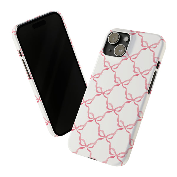 Bow Print, Coquette pink and white Phone Case