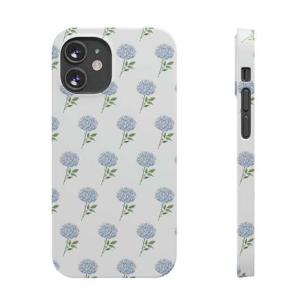 Hydrangea pattern, blue hydrangea preppy summer Phone Case Slim and Sleek, Preppy and Classic, Impact Resistant Shell