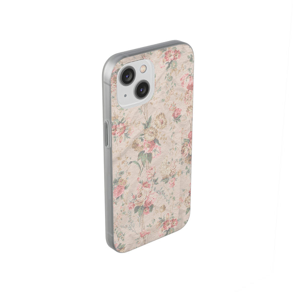 Flexible Phone Case in Romantic Floral Print - Beige, Neutral Tones