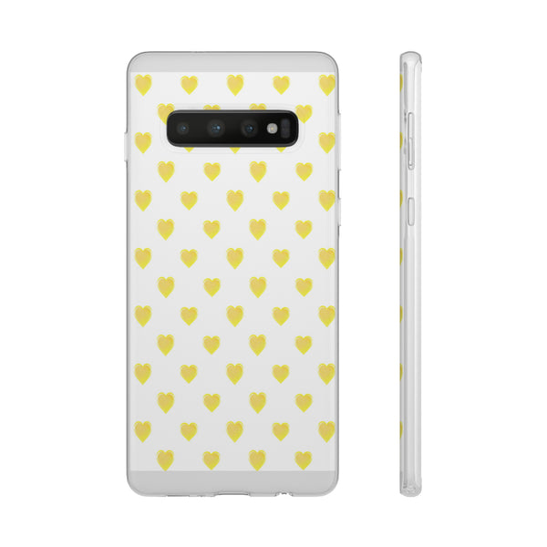Flexible Phone Case - Yellow Hearts, Preppy iPhone case, Nantucket, Hamptons Inspired Samsung, Gift Present White Background, Clear Case